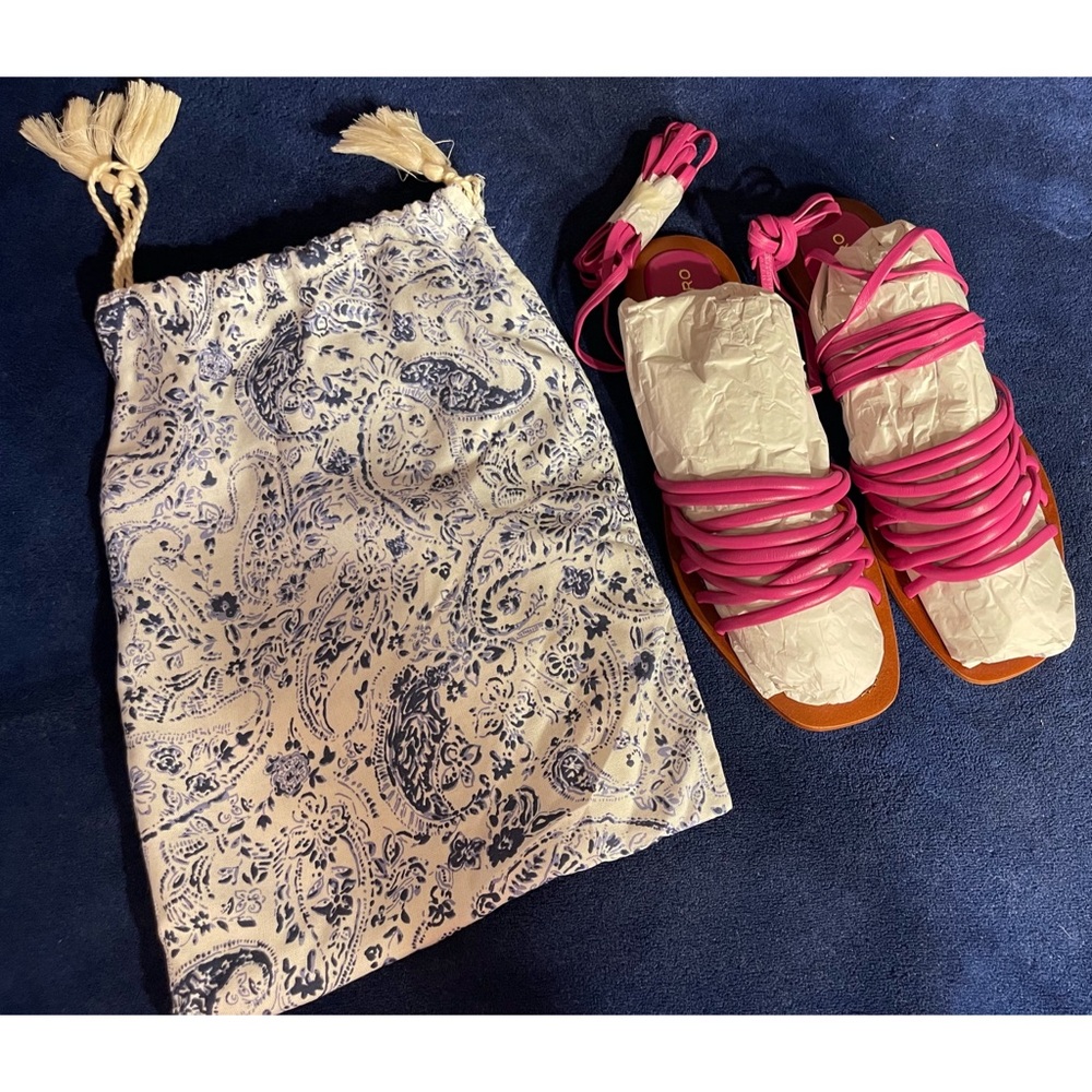 Anthropologie Pilcro Pink Tie-Up Strappy Sandals NWT SZ 10 - Picture 5 of 16